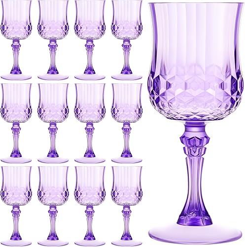 Pinkunn Copas de vino vintage de plástico de 7 onzas, reutilizables, de colores, con patrones, vasos de agua potable, aptos para lavavajillas, para