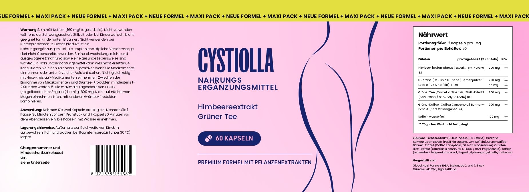Natürlich Nahrungsergänzungsmittel, Himbeerketon, Grüner Tee & Koffein, 60 Kapseln