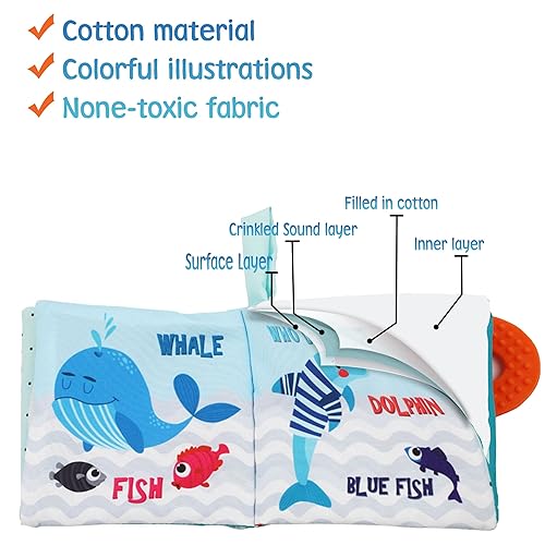 Miniatura 3 de Libros para bebés de alto contraste, libros arrugados de tela en blanco y negro para bebés, juguetes infantiles de 0-3-6-12-18 meses, regalos de