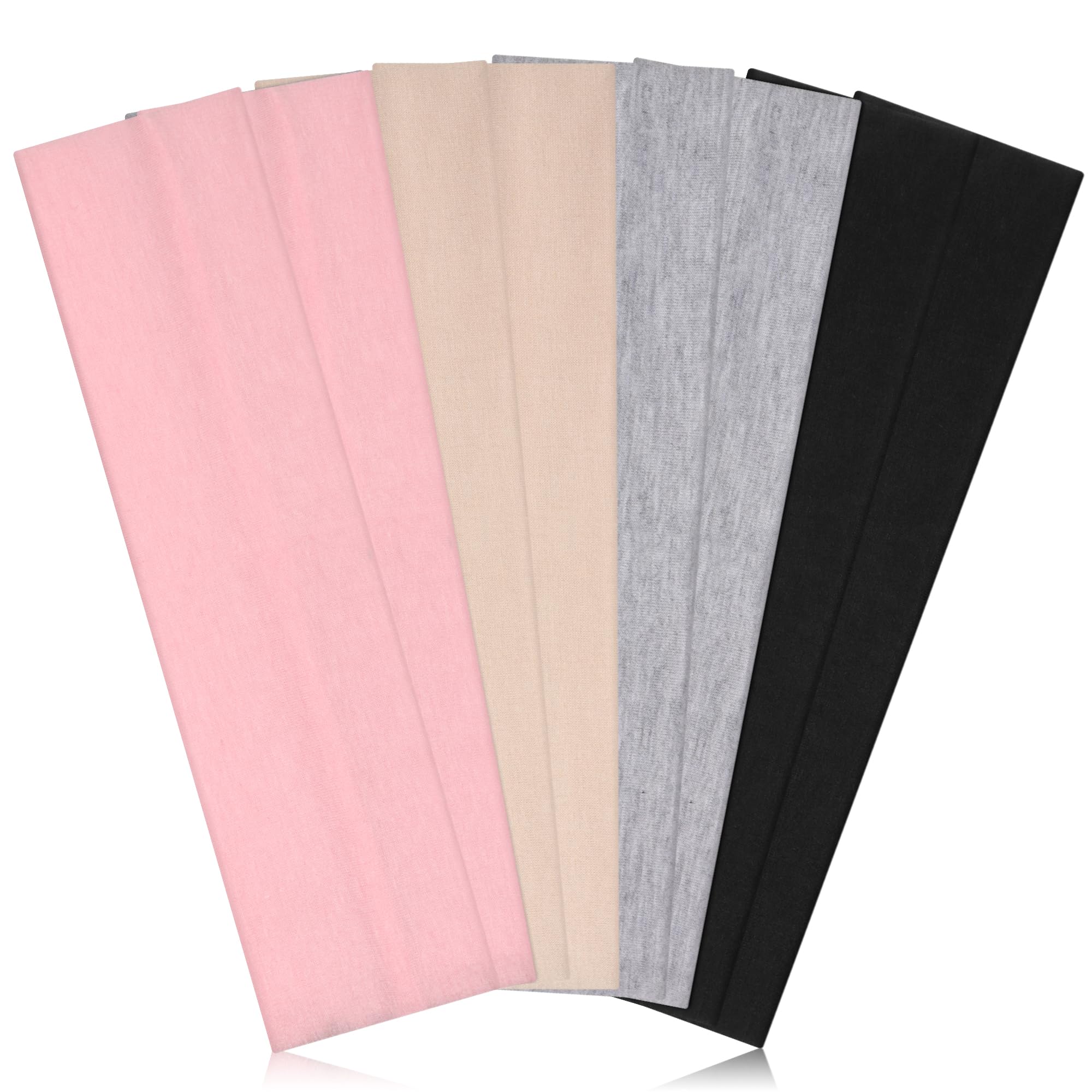 Headbands for Women Non Slip - Stylish Sports Hair Bands for Women's Hair - Soft Cotton Cloth Stretchy Headbands for Women for Yoga, Outdoor Exercise Running - 8 Pack