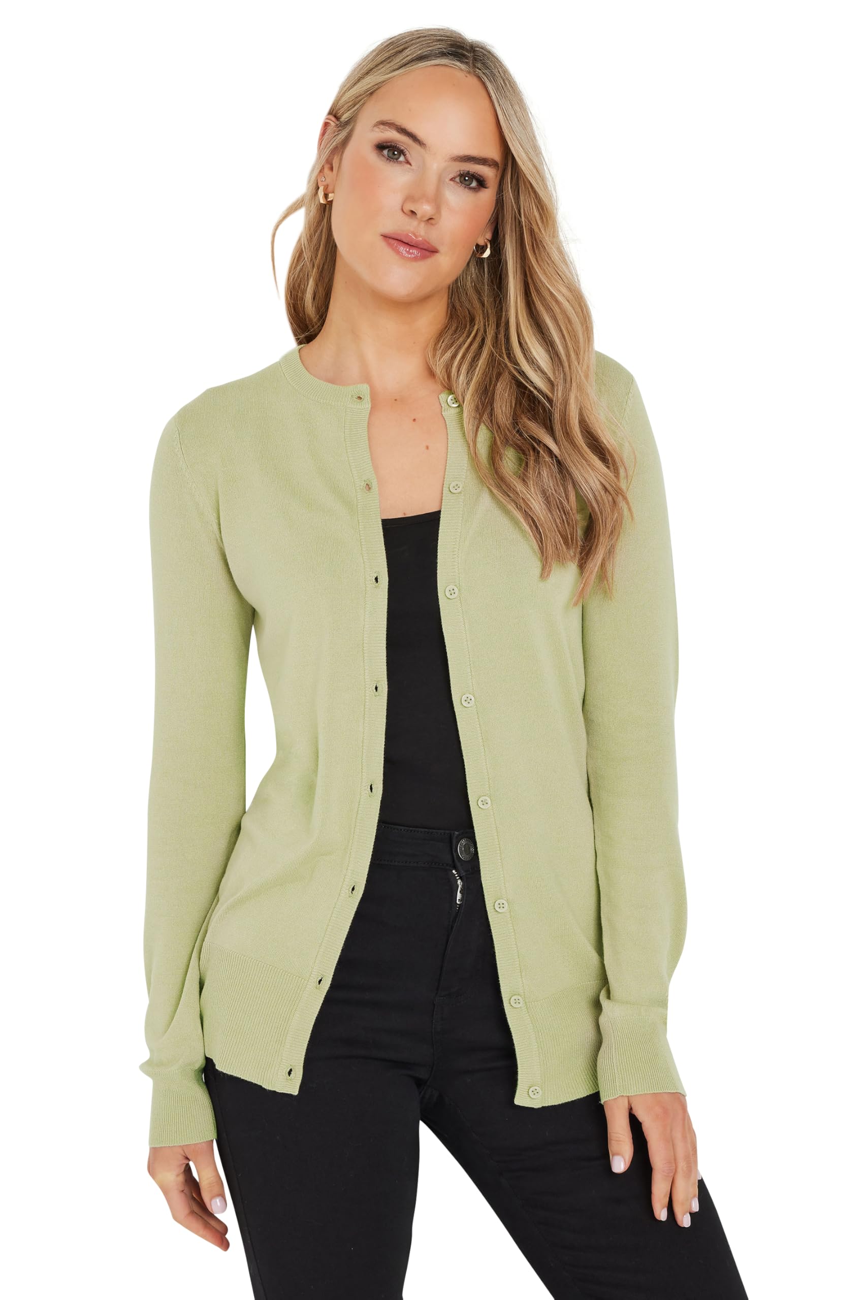 Long Tall Sally - Lts Tall Sage Green Button Down Knit Cardigan - Women's