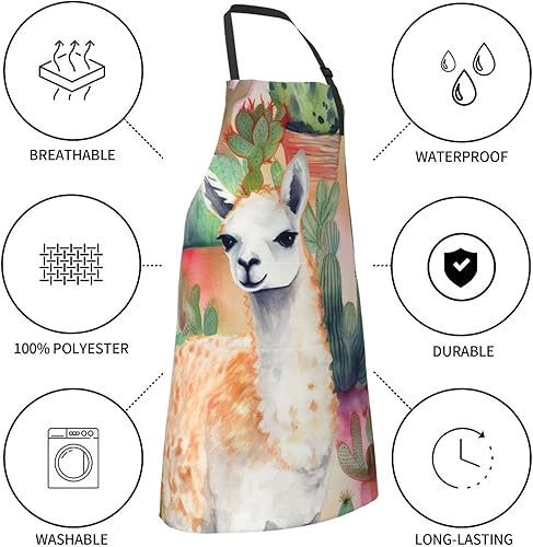 Miniatura 4 de Delantal para mujeres y hombres, delantales Waterpoof, delantales de trabajo ajustables con diseño de flores blancas para lavar platos