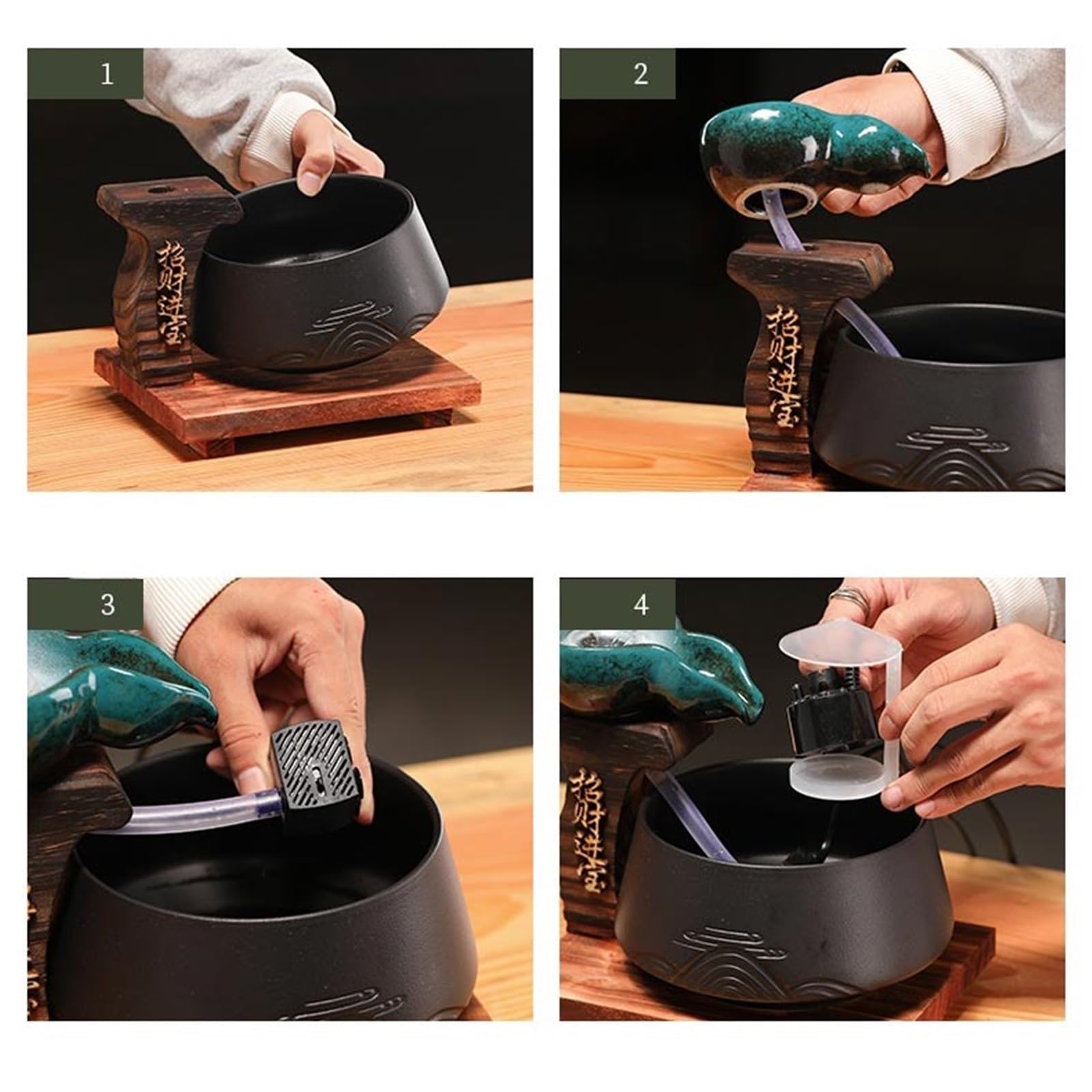 Fuente de agua para interiores, cascada decorativa de mesa para el hogar y la oficina, decoración zen tranquila con sonido relajante, alivio del estrés y diseño elegante