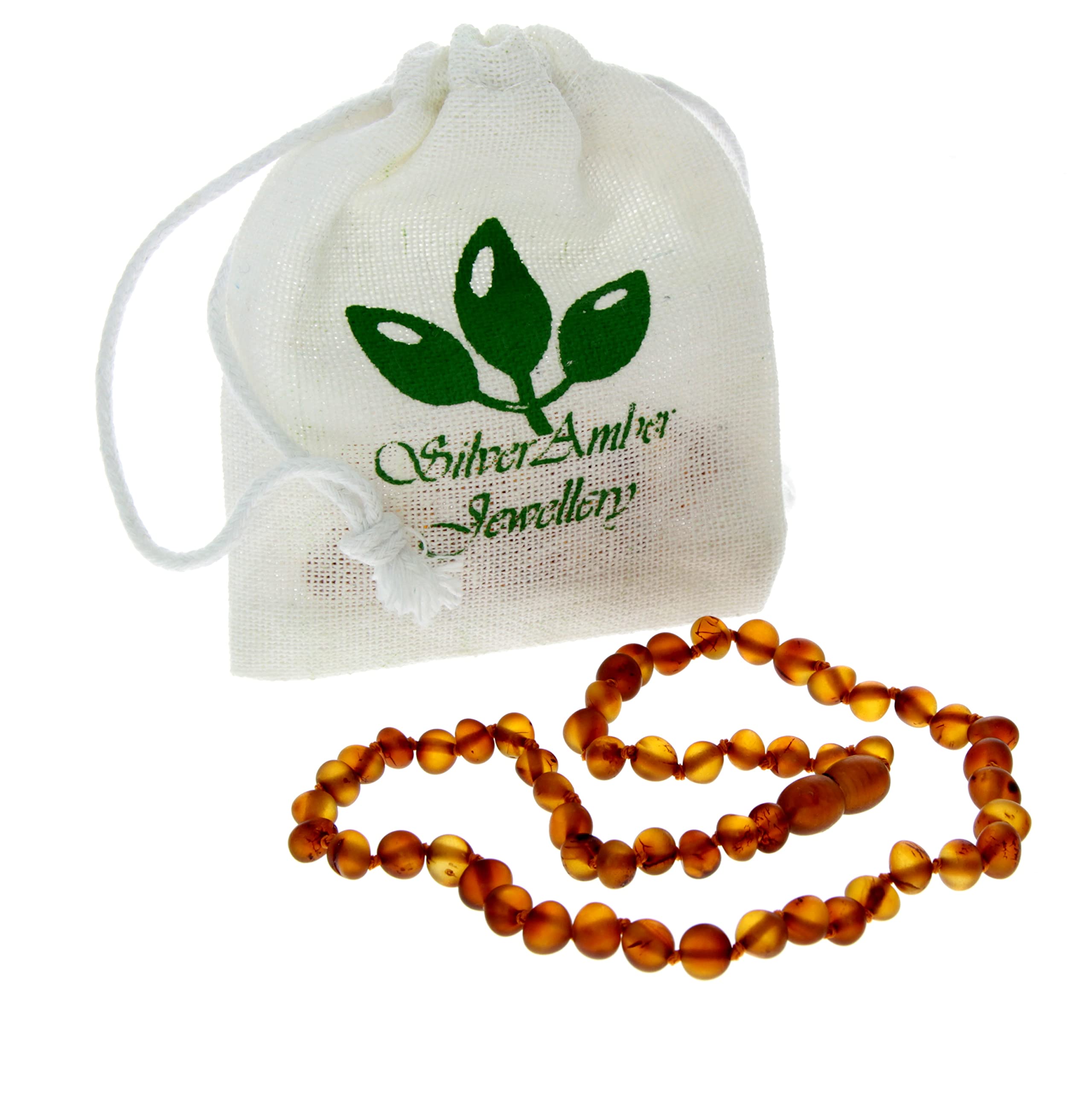 SilverAmber Jewellery - Collana in ambra baltica - Cognac, ciliegia, miele, limone o ombré - Lucida e grezza - Perle di ambra genuina al 100% - Massima qualità - Dimensioni: 33-70 cm