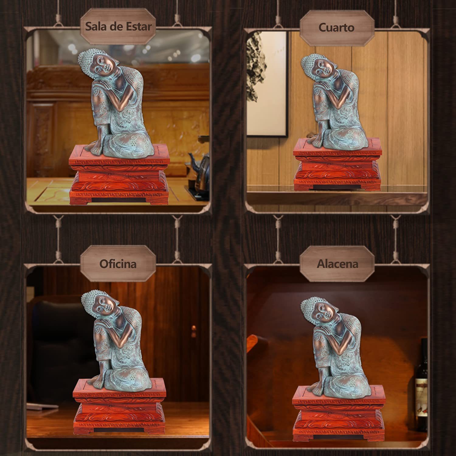 Estatua de Buda Estilo Sudeste Asiático - Escultura Pintada a Mano para Meditación, Yoga, Zen - Decoración Hindú y de Asia Oriental