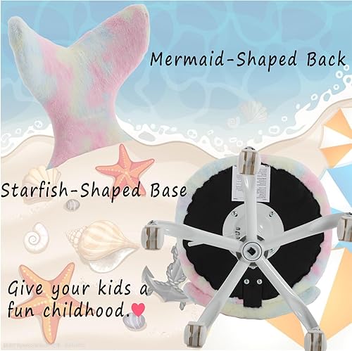 Miniatura 4 de Bonita silla de escritorio para niños, silla de computadora suave y mullida para niñas, adolescentes, estudio de lectura, silla giratoria ajustable