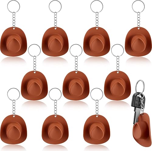 Sureio 12 piezas de vaquera vaquera despedida de soltera decoración de plástico mini sombrero occidental llavero para despedida de soltera fiesta de