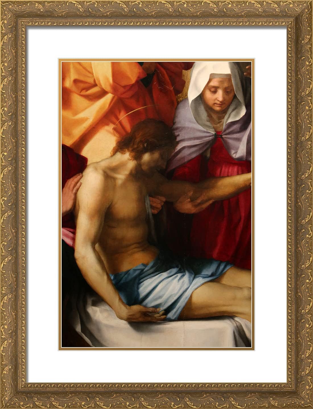 ArtDirect Del Sarto, Andrea 19x24 Gold Ornate Framed Art Print with Double Matting Titled: Pieta di Luco Detail II
