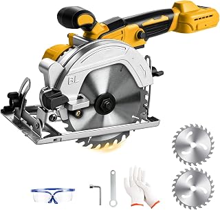 5-1/2 Inch Cordless Circular Saw for Dewalt 20V Max Battery (No Battery), 6500RPM Brushless Motor, 140mm Alloy Blade, 1.77"(90°), 0.98"(45°) Cutting Depth, for Wood Plastic PVC