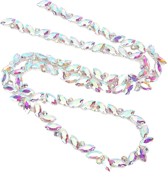 Acouto Crystal Chain Trim, Transparent Glass Claw Chain High Hardness Rhinestone Strips for Clothing, Shoes, Jewelry Accessories - 5