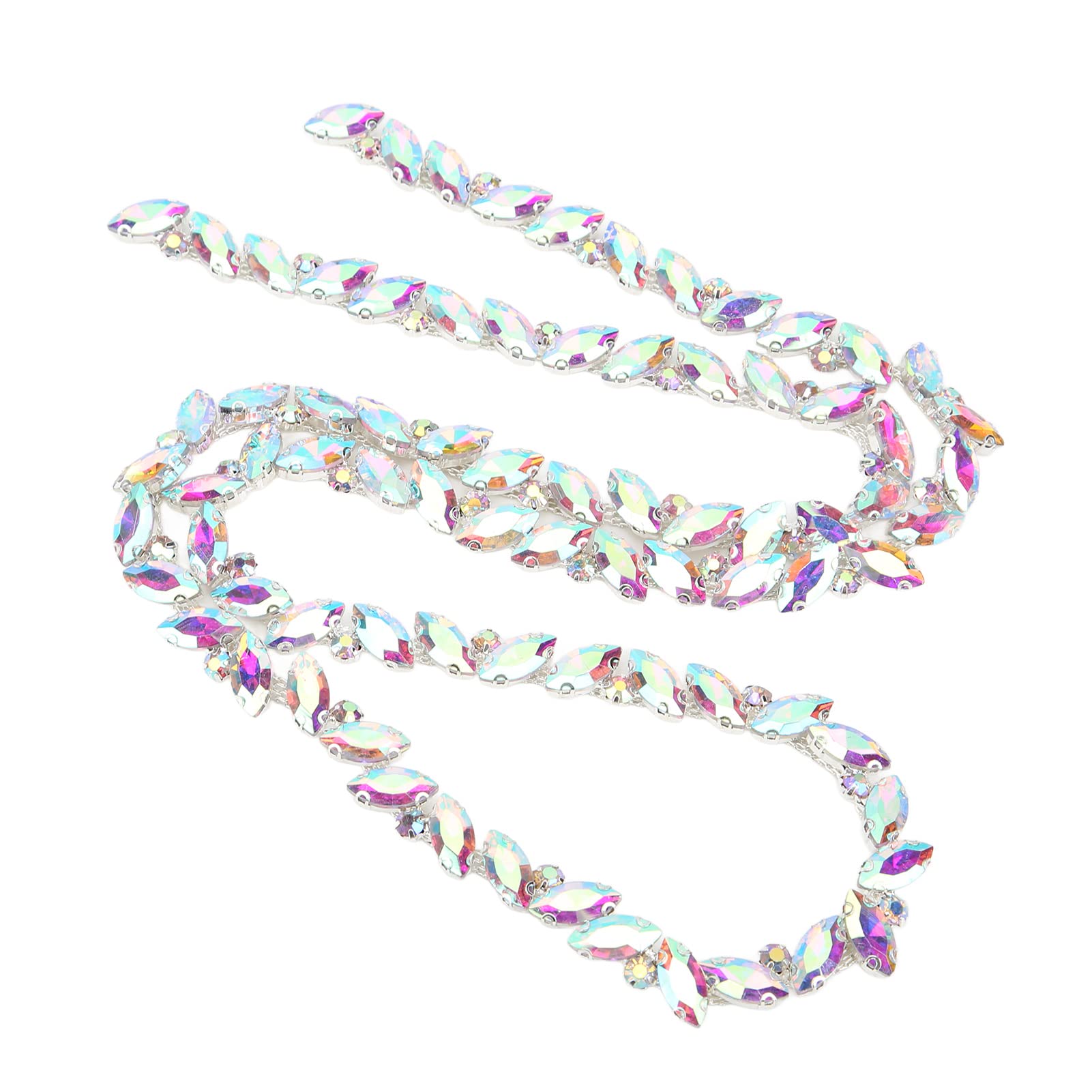 Acouto Crystal Chain Trim, Transparent Glass Claw Chain High Hardness Rhinestone Strips for Clothing, Shoes, Jewelry Accessories — view 5