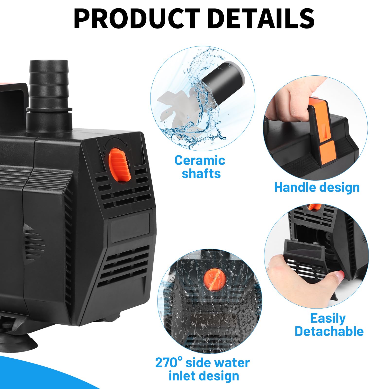 SAWIS Tauchpumpe 30W 2000L/H - Für Teich, Springbrunnen & Aquarium