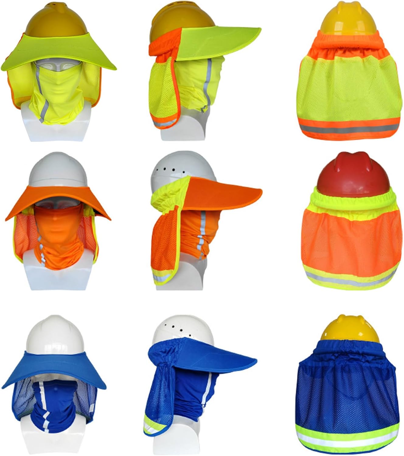 Hardhat Sun Shade Mesh Sunshade with High Visibility Reflective Breathable UVProtection Neck Shield for Hard Hats