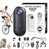 MGSTN The Snap Cam, Snapcam Baseball, Handsfree POV Pro 4k Camera, HD 1080p/4k Mini Wearable Body Adventure Action Cameras with Audio, Video, Mount Anywhere, for Vlogging, Cycling, Diving (Black, 4K)