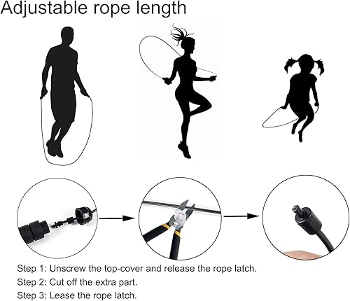 Miniatura 5 de BOOMIBOO Cuerda de saltar, cuerdas de saltar ajustables, cuerda de saltar sin enredos, velocidad rápida con rodamientos de bolas para mujeres,