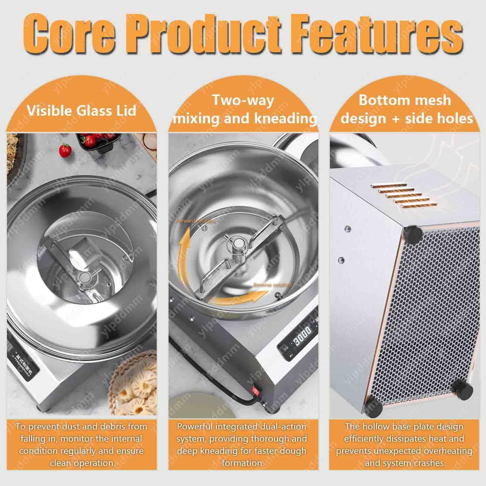 Miscelatore Di Pasta Commerciale, Impastatrice Professionale per Farina 8KG | impastatrice a Spirale Elettrica da 1400 Giri/Min, con timer per ristoranti, pizzerie e panetterie