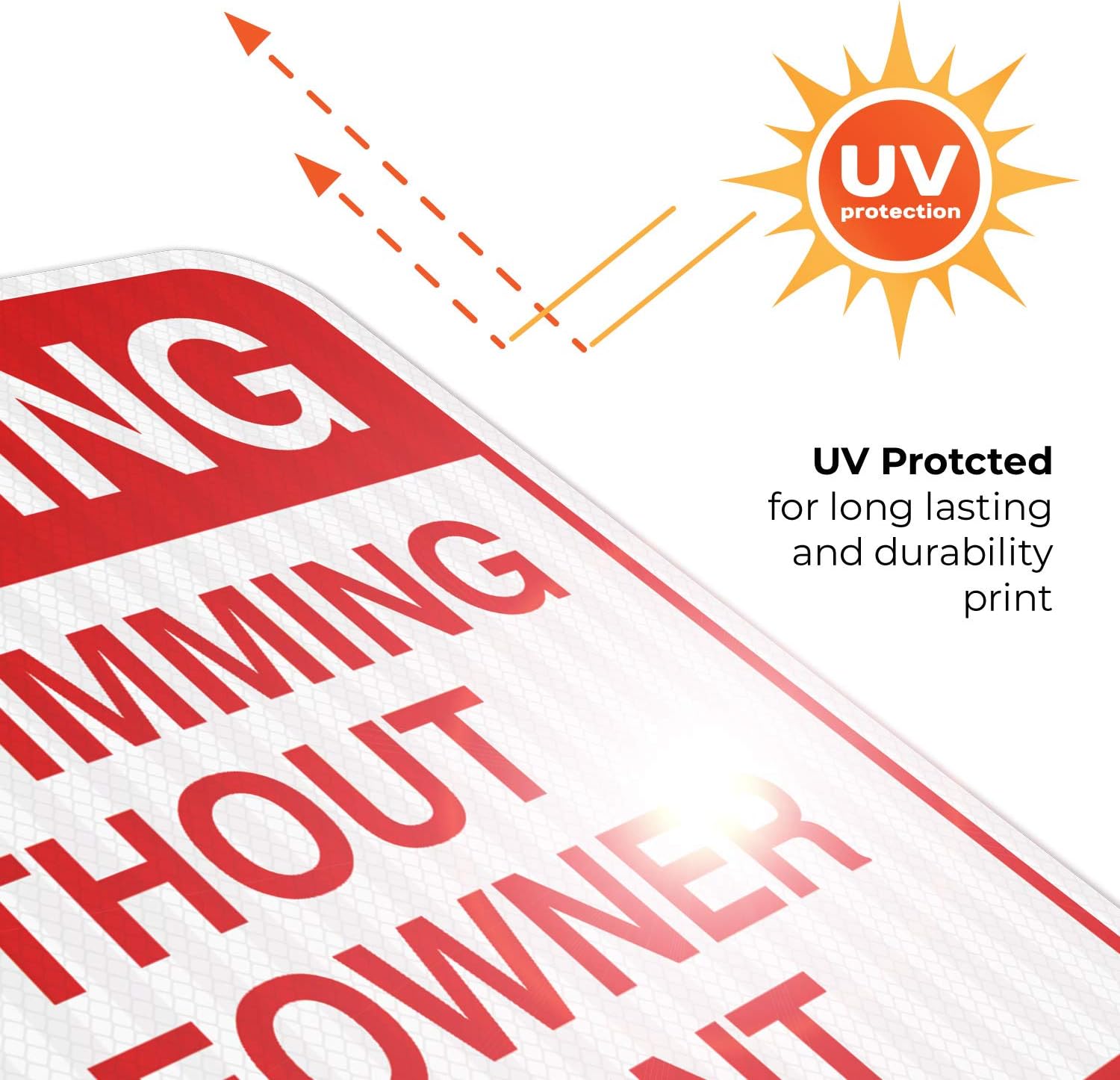 No Swimming Without Home Owner Present Keep Out Sign, Pool Sign, 18x18 Inches, 3M EGP Reflective .063 Aluminum, Fade Resistant, Indoor/Outdoor Use, Made in USA