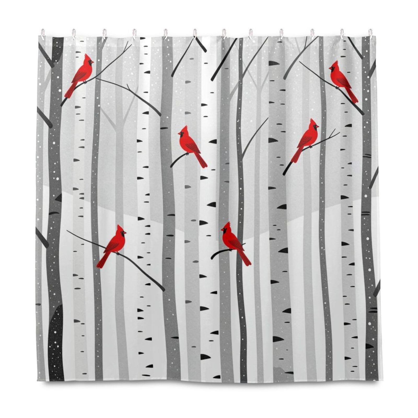 Rideau de douche oiseaux d'hiver imperméable en polyester 183x183