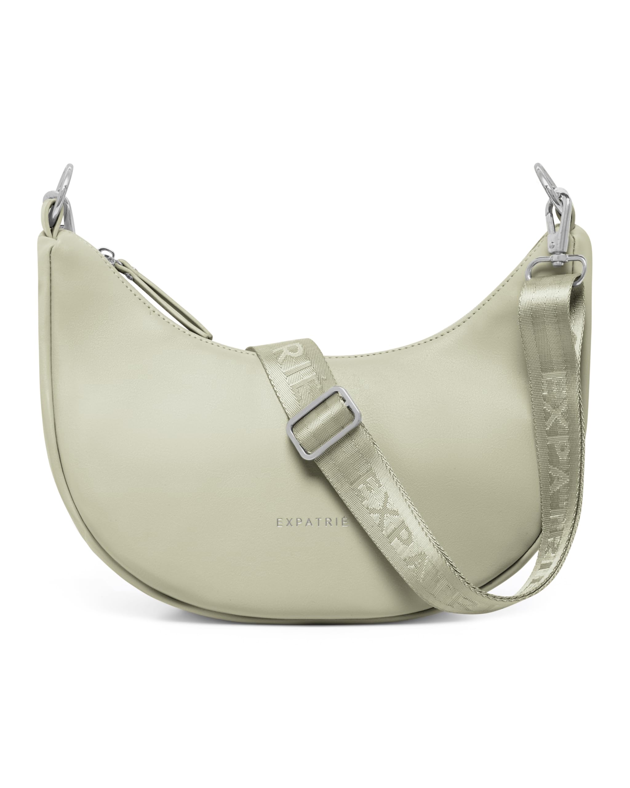 Expatrié Umhängetasche Damen Beige - Lea Medium - Half Moon Bag Schultertasche - Crossbody Bag im Halbmond Design - Halbrunde Handtasche aus Veganem Leder - Wasserabweisend