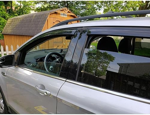 Miniatura 2 de BOOGADEE Juego de 4 protectores de lluvia con cinta para montaje exterior, bonitas viseras laterales compatibles con Ford Escape 94383 2013-2019