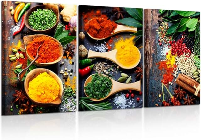 KREATIVE ARTS - Kitchen Pictures Wall Decor 3 Piece Set Canvas Prints Sp...
