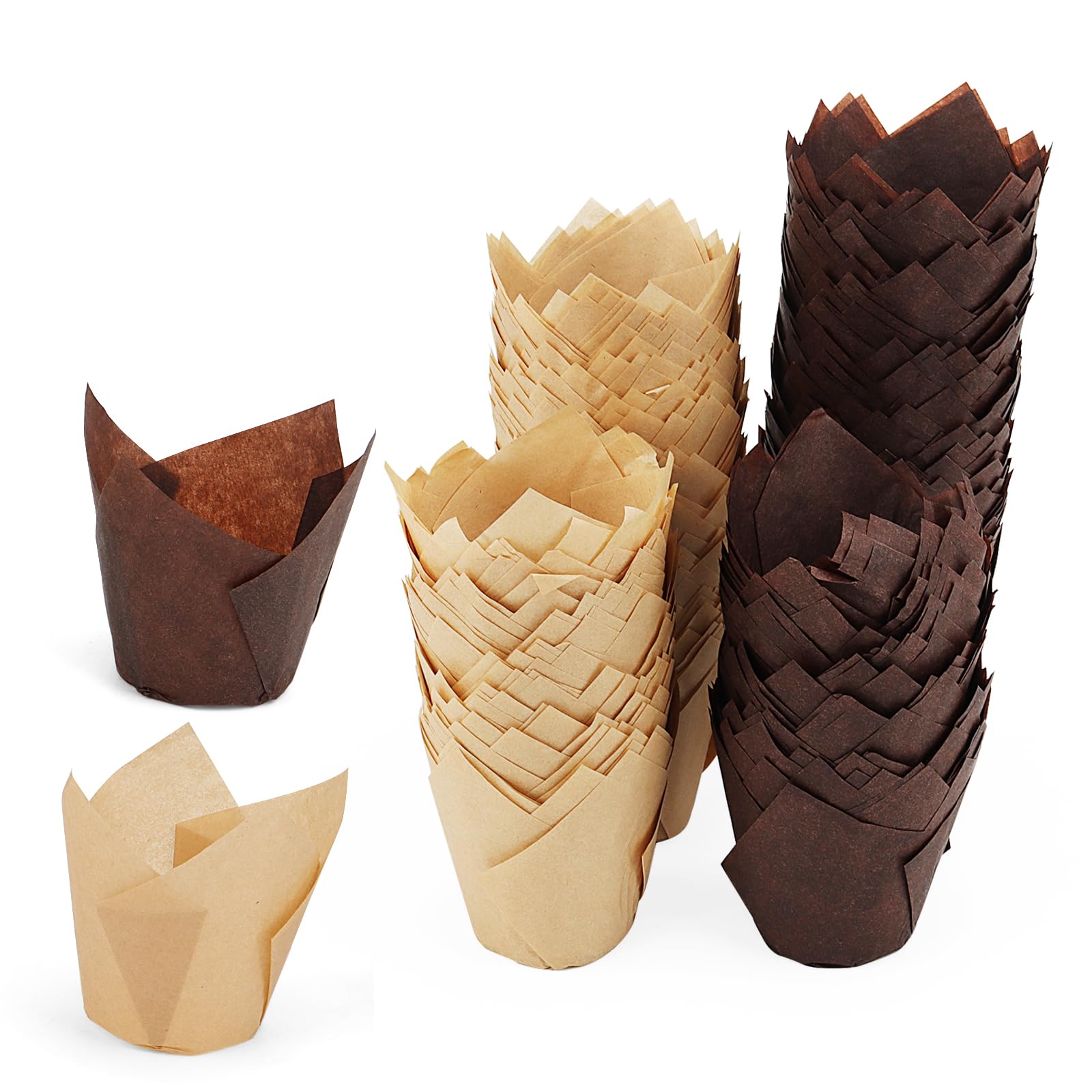 JAPCHET 400 Pirottini Tulipano In Carta Oleata Marrone E Caffè Per Muffin E Cupcake - Perfetti Per Feste