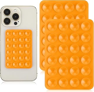 Giantree Pack of 2 Silicone Suction Cup Mobile Phone Holder, Versatile Self-Adhesive Suction Cup Mobile Phone Suction Cup Holder Suction Cup Mat for Mobile Phones for All Mobile Phones (Orange Colour)