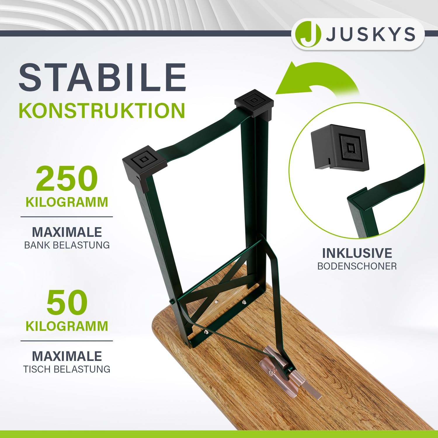 Juskys Set da giardino 3 pezzi, tavolo da birra pieghevole 220 cm e panche in legno di abete, finitura naturale, per tende da festa e uso esterno
