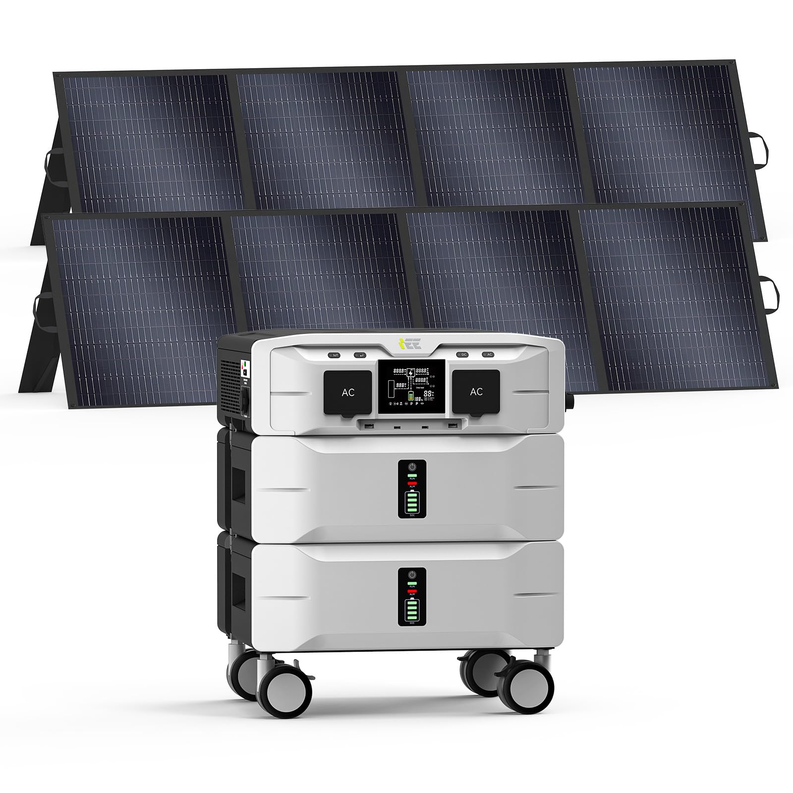 IEE SP5000 5000W 5120Wh Power Station Solar Generator with 2 200W Solar Panels Included 120 240V Dual Voltage