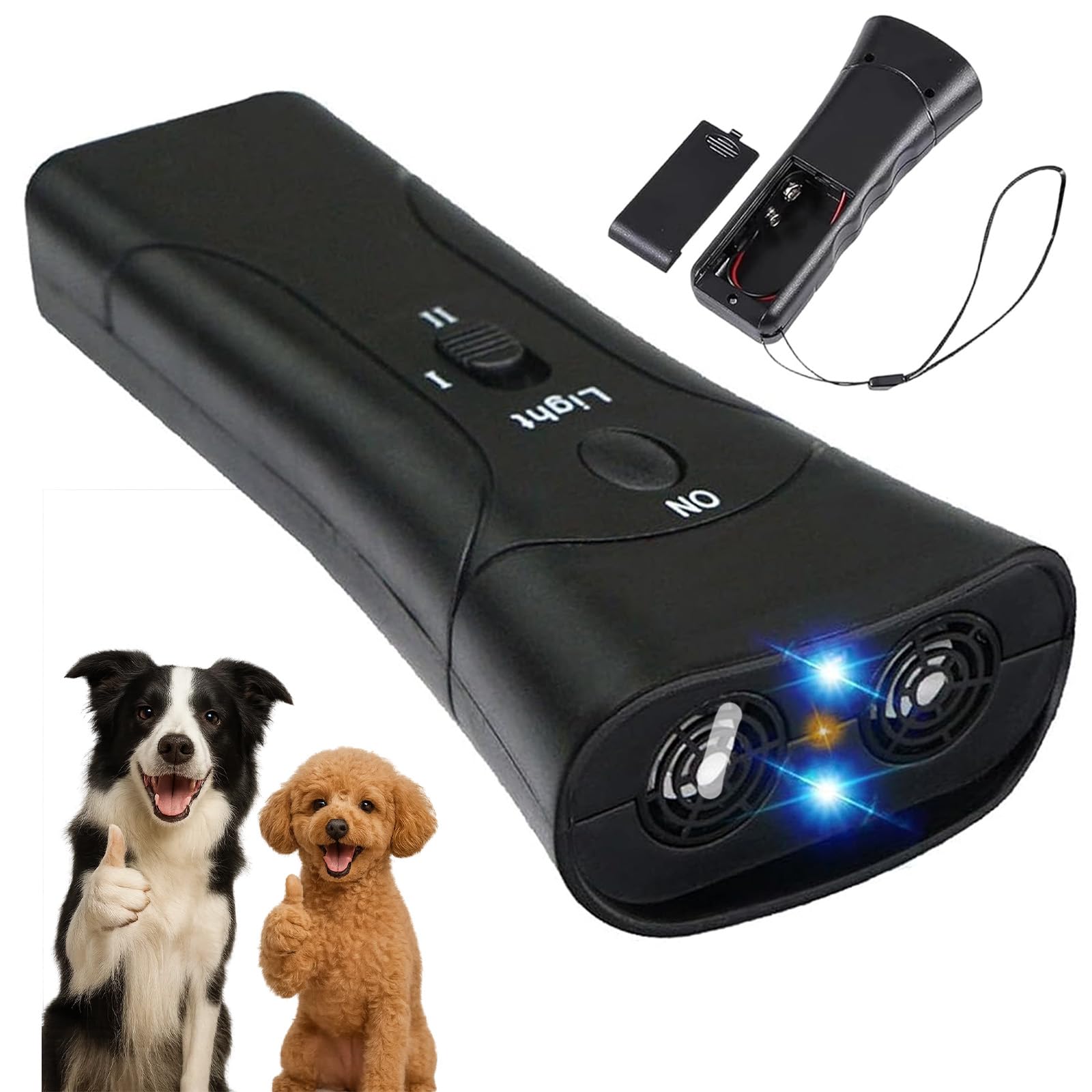 Drbrrly Pet Gentle Anti Barking Device for Dogs, Petgentle Anti Barking Device with LED Light, Safe Pet Corrector & Training Behaviour Aids for All Breeds, Stop Barking Dog Device (Black)