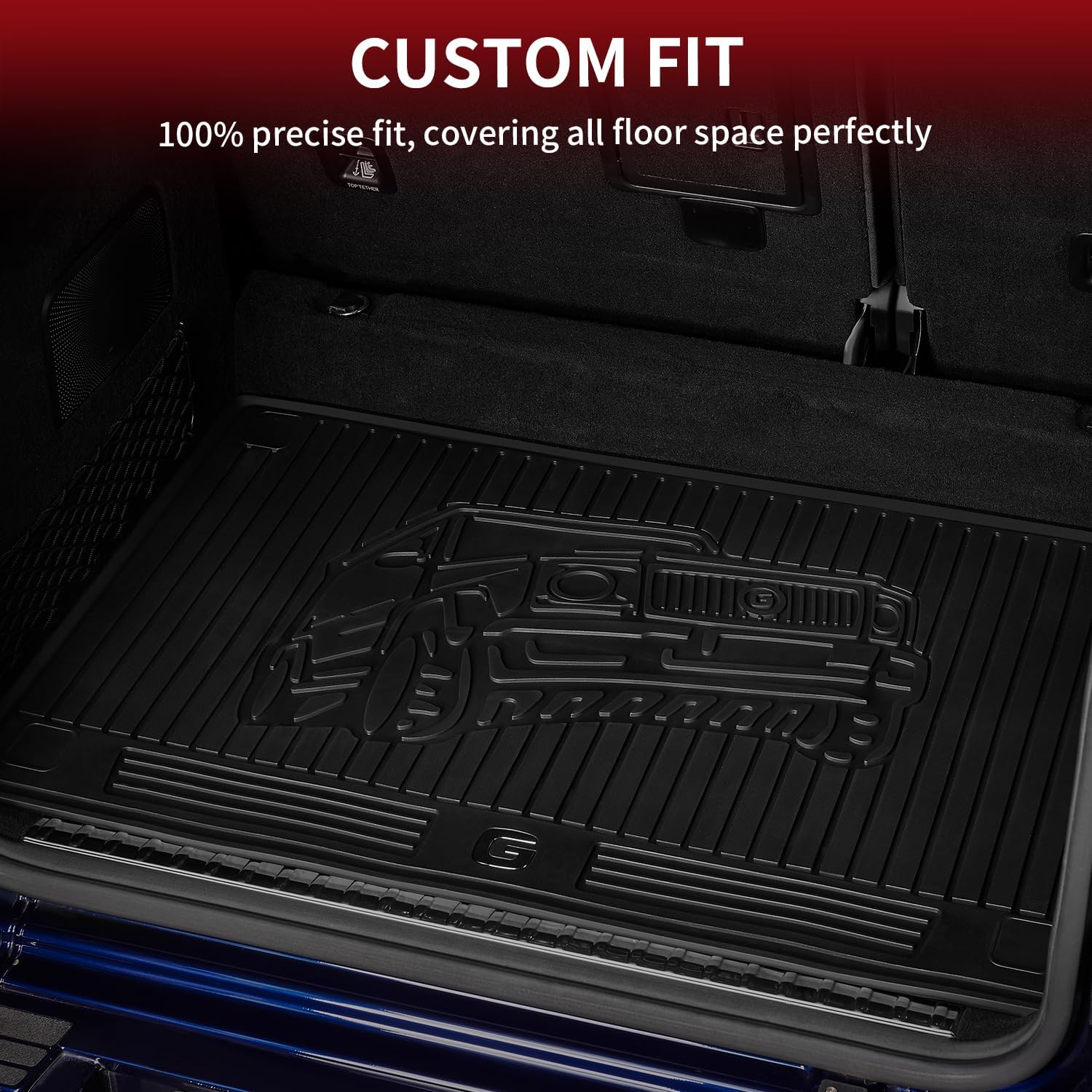 LASFIT Cargo Mat for Mercedes Benz G Class G550 / G580 / G63 AMG SUV 2026 2025 2024 2023 2022 2021 2020 2019, All Weather TPE Custom Fit Cargo Liner for G Class Trunk Mat, Black - Image 3