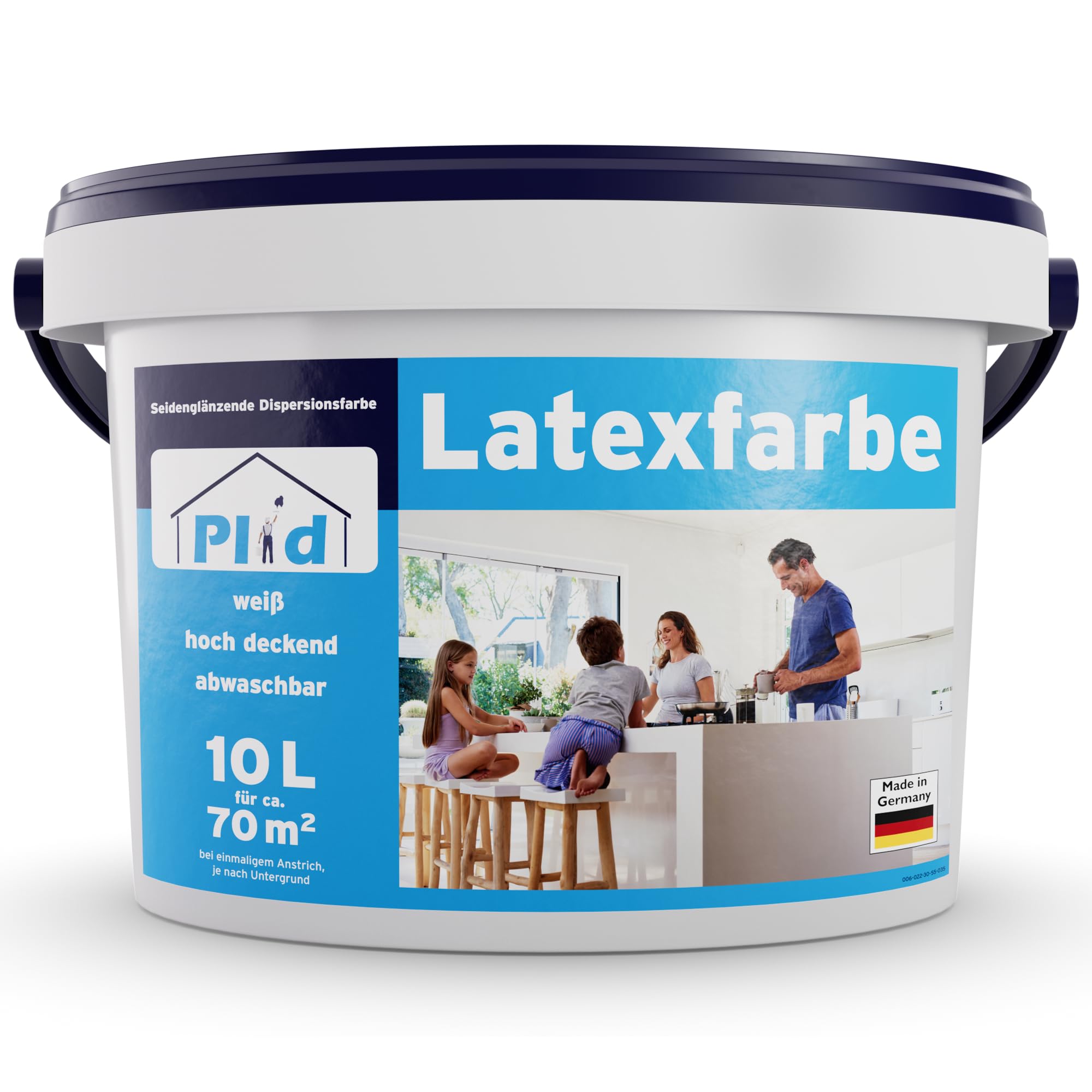 plid® Vernice al Lattice Bianco 10L - Semilucida, lavabile, ideale per cucina e bagno - Facile da pulire, non colante, alta copertura - Made in Germany
