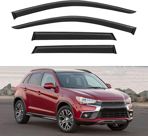 Miniatura 1 de YQAUTEC Viseras de ventana, protectores de lluvia para Mitsubishi Outlander Sport 2011-2023, deflectores de viento de ventana, persianas de