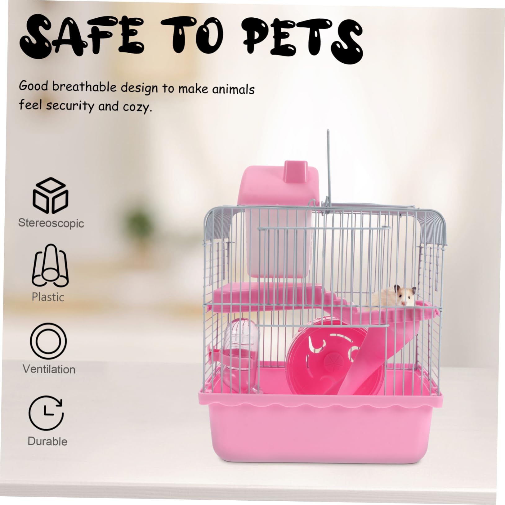 Toyvian Cage Double Couche pour Hamster Petit Nid de Jeu et Durable Maison Transportable pour Petits Animaux