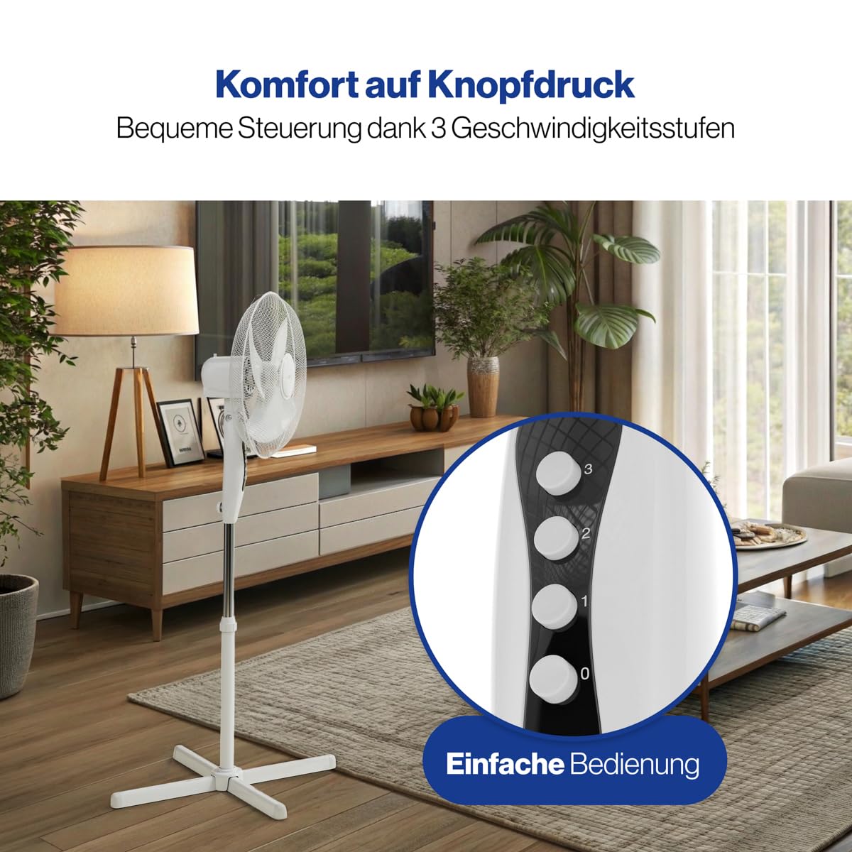 Clatronic VL3603S Wentylator Stojący, ‎45 W, Biały, Średnica 40 cm