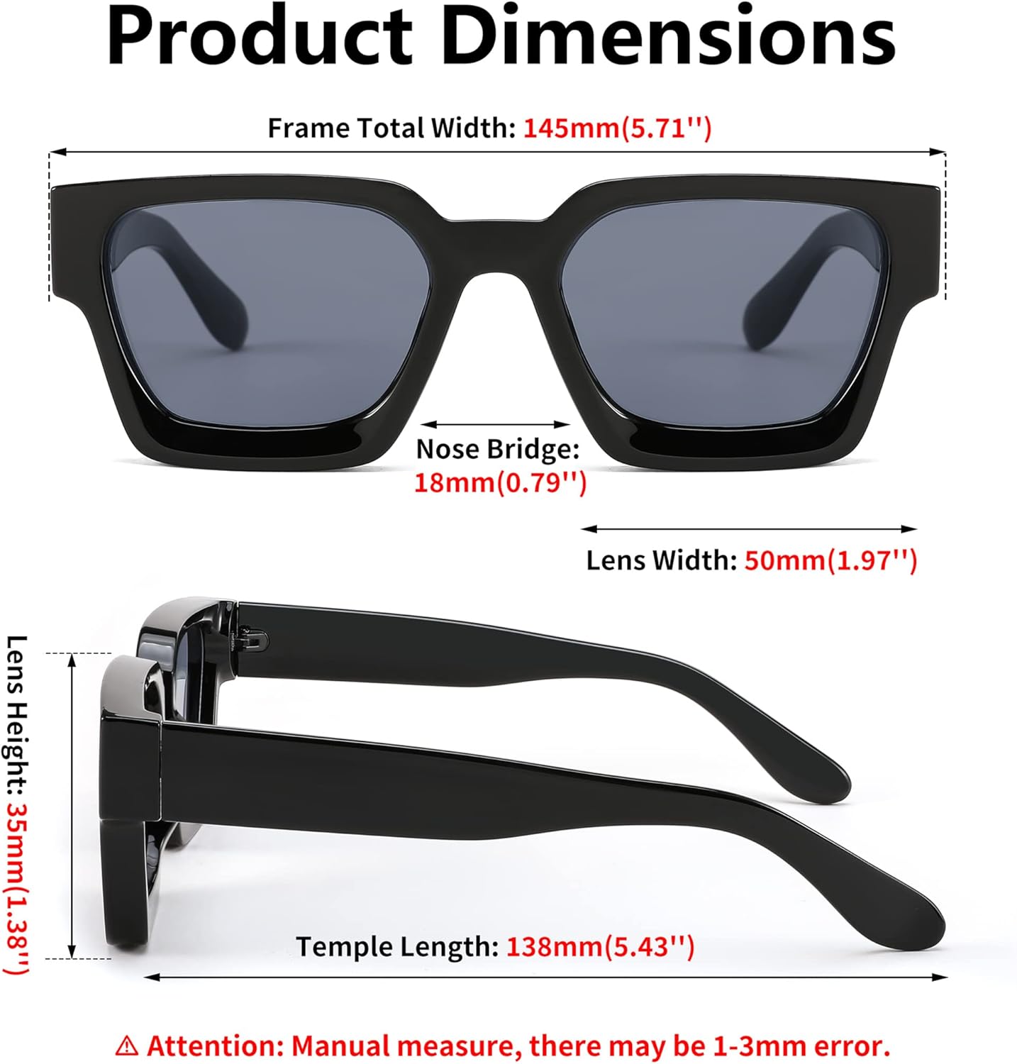 FEISEDY Retro 90s Square Sunglasses for Women Men Trendy Chunky Rectangle Sunglasses UV400 Protection B2385 - Image 7