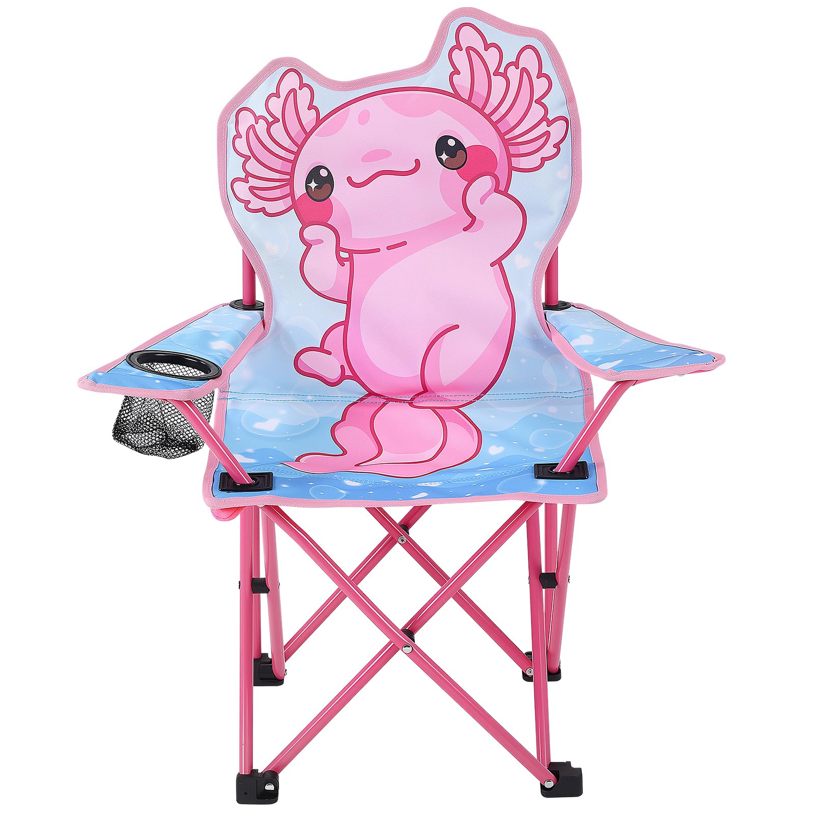 Silla de camping para niños con diseño de Axolotl, silla infantil para exteriores, con soporte para bebidas, silla plegable portátil, silla de jardín para niños, fuerte y estable, para picnic
