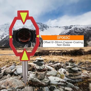 Mini Prism with 4 Poles, Survey Mini Prism for Total Station Surveying Prism Constant 0/-30 mm offset