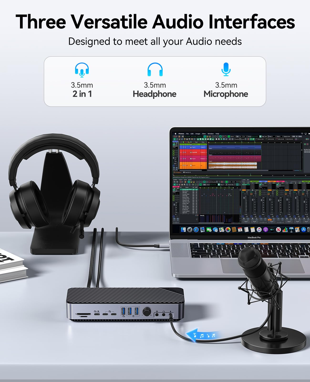 ORICO DisplayLink Stacja dokująca 22 w 1, koncentrator USB C z 3 DP/HDMI, pojedyncze wyjście 8K, 60 W PD, typ C 3.2 18 W PD, 2 USB C 3.2, typ A 3.2, 3 USB A 3.0, RJ45, SD/TF, 3 rodzaje AUX