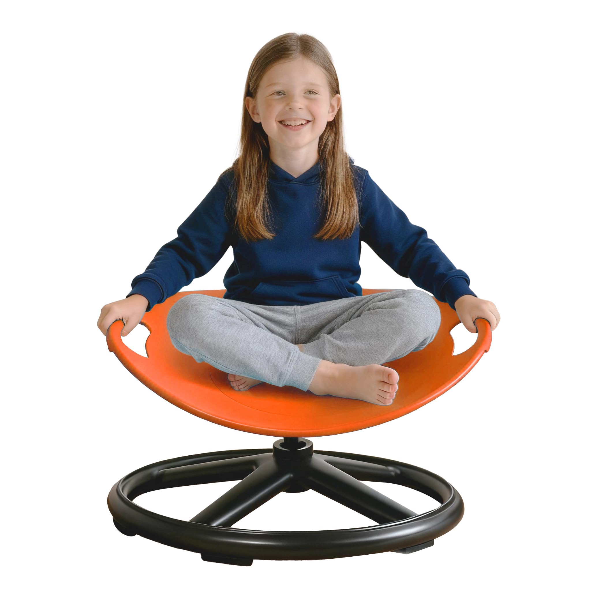 Spinning Chair for Autistic Kids Ages 3-8 Autism Sensory Toy, Orange Oval | Secure Handle ADHD Kids Sensory Swivel Chair with Reinforced Non-Slip Base, Thickened Edges, 220 LBS Capacity, Calming Gift