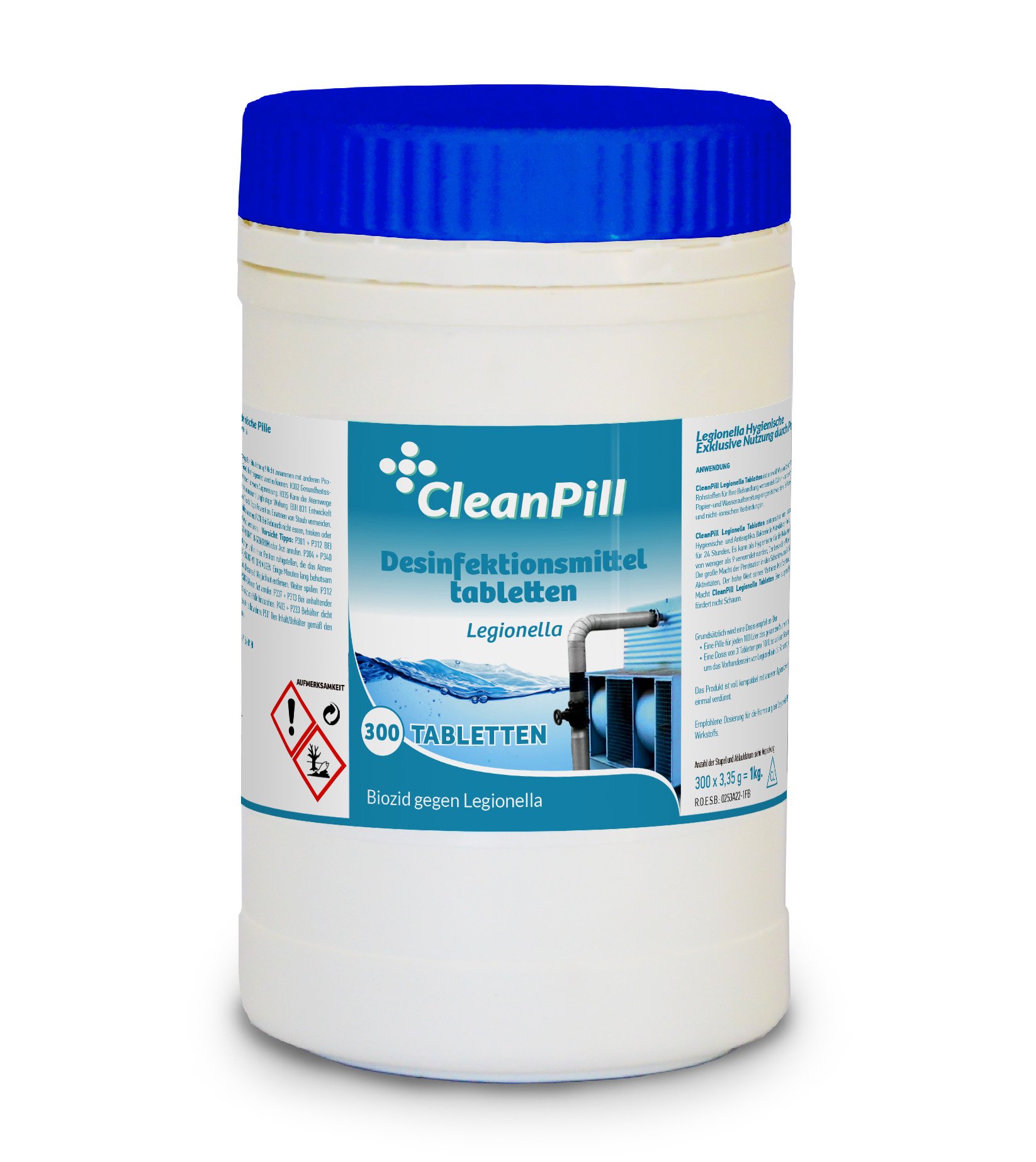 Pastillas de lejía desinfectantes Legionella - Bote de 1kg - 300 unidades