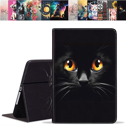 stmedazm Case for Samsung Galaxy Tab S10 Lite/ S10 FE/ S9 FE 10.9 Inch/ S9 11 Inch, Premium PU Leather Folding Stand Case with Auto Sleep/Wake - Cute Black Cat Face