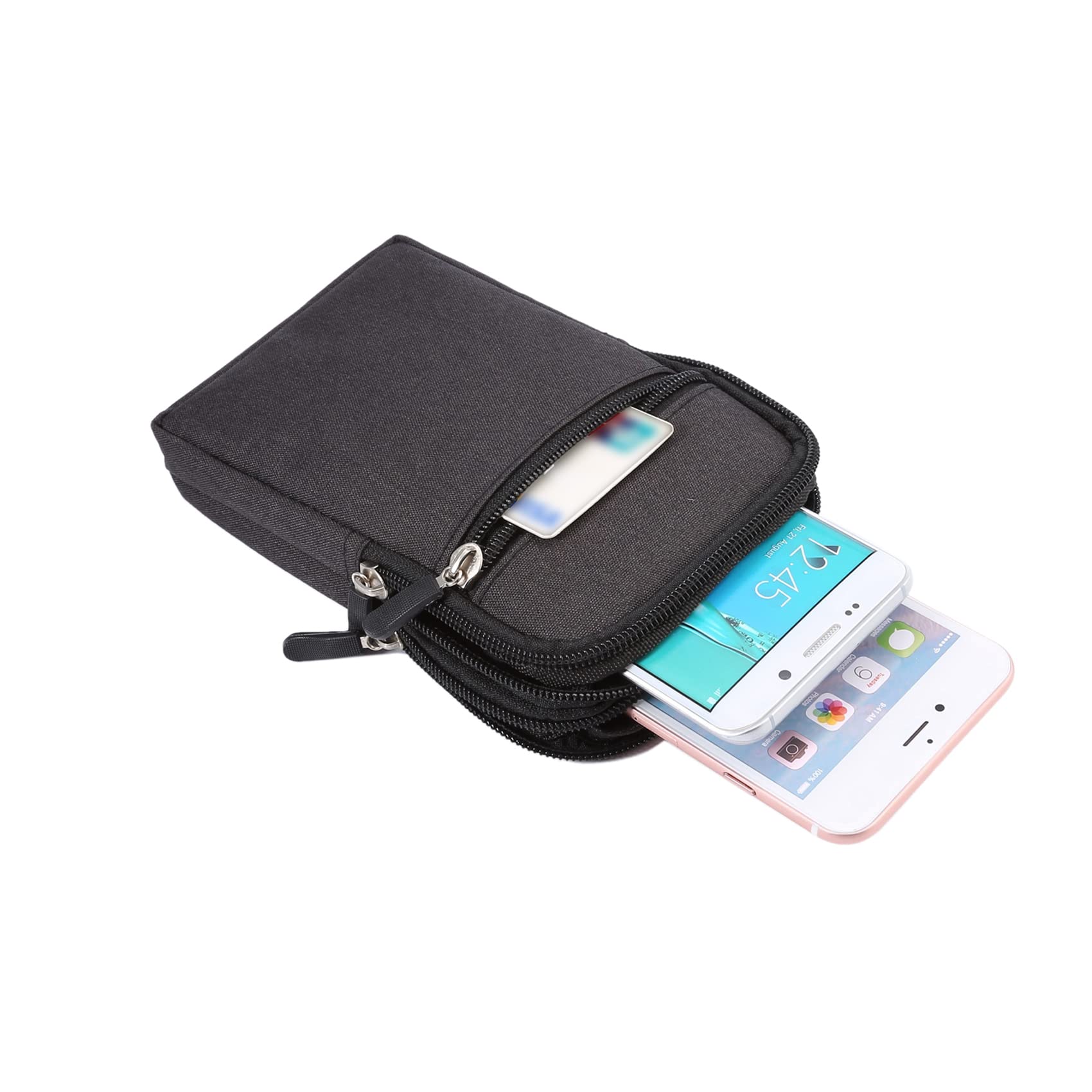 Fondina da Cintura per Smartphone Uomo, Borsa a Tracolla per Cellulare Uomo, 7.2 Borsa da Uomo Clip da Cintura Sacchetto Borsello Portafoglio con Tracolla Telefono Borse a Spalla Custodia Borsetta