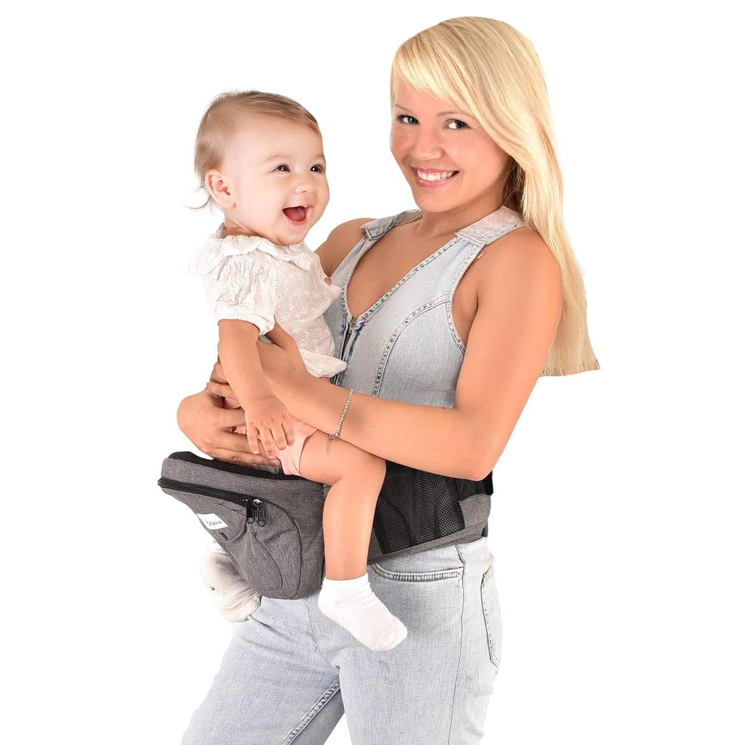 Baby Carrier with Hip Seat – with Lumbar & Back Support – Adjustable Waistband with Strong Support – Health Certified, Machine Washable, Fits Medium–Large (Grey) Baby Carrier with Hip Seat – with Lumbar & Back Support – Adjustable Waistband with Strong Support – Health Certified, Machine Washable, Fits Medium–Large (Grey)