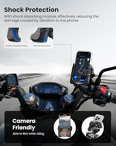 Miniatura 4 de ILM Soporte de teléfono para motocicleta, antirrobo 720, rotación 1s, bloqueo rápido, soporte ajustable para manubrios, bicicleta, bicicleta,