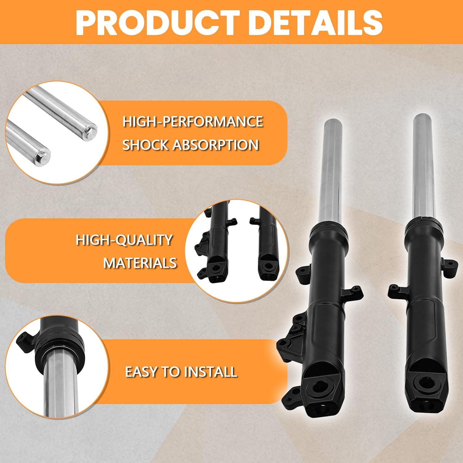 Front Shock Absorber Fork Suspension Set Fits For Kawasaki NINJA 400 EX400 2018 2019 2020 2021 2022 2023 2024