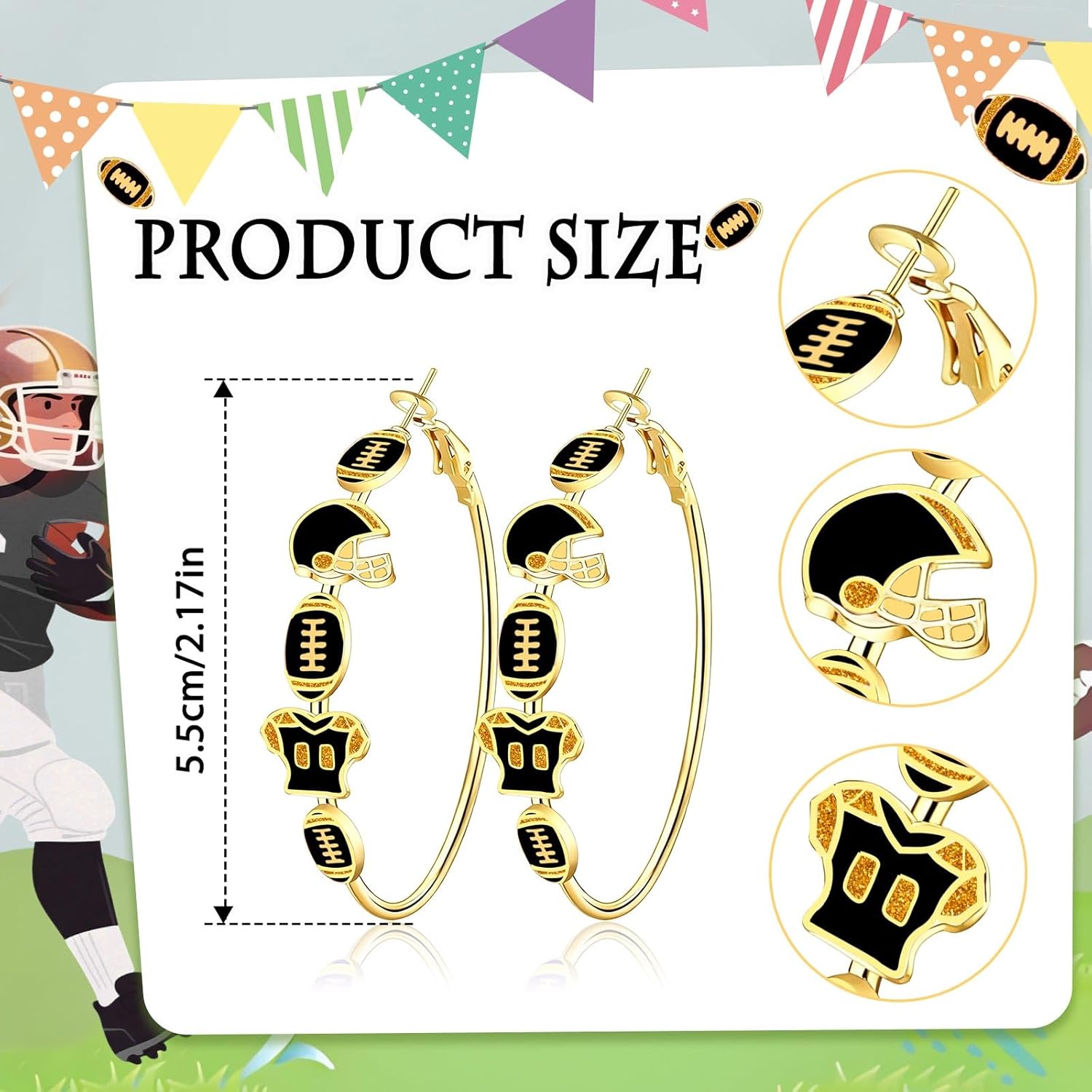Football Gifts Game Day Earrings for Women Football Mom Sports Charm Jewelry Gifts Game Day Outfit Accessories - Image 2