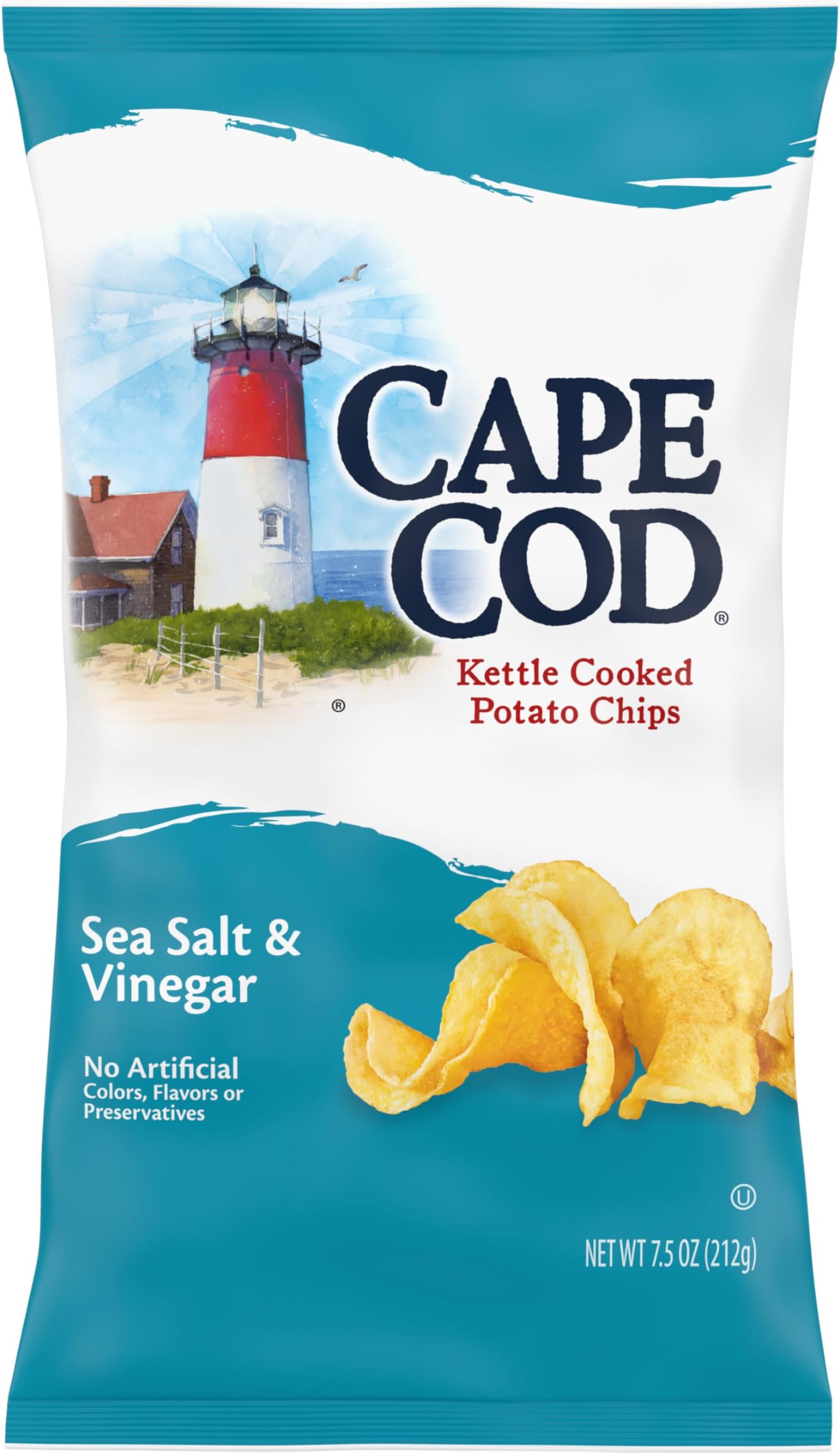 Cape Cod Potato Chips, Sea Salt and Vinegar Kettle Chips, 7.5 Oz