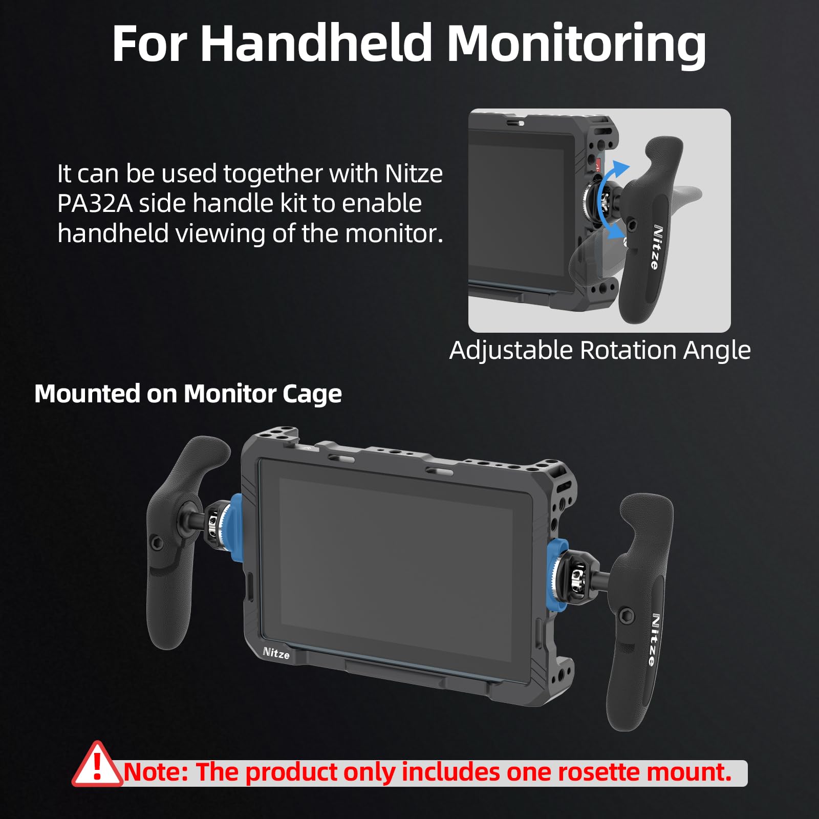Nitze ARRI Standard Rosette Adapter, M6 Rosettenhalterungsadapter für ARRI-Standard mit 1/4"-Schrauben, Rosettenhalterung für DSLR Kamerakäfig und Seitengriff – N64-G