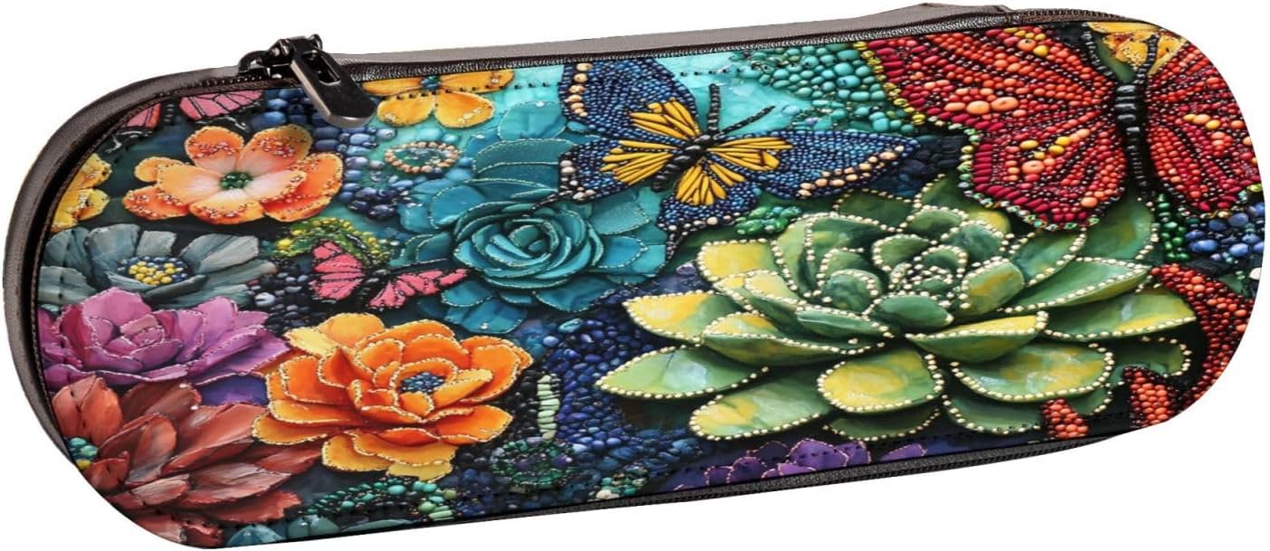 Butterfly Garden Leather Multi Slot Pen Storage Case